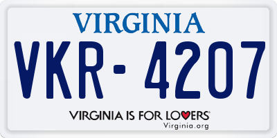 VA license plate VKR4207