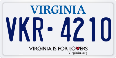 VA license plate VKR4210