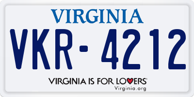 VA license plate VKR4212