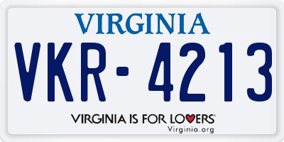 VA license plate VKR4213