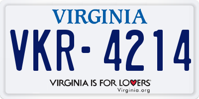 VA license plate VKR4214