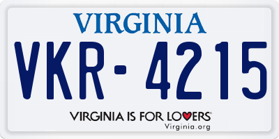 VA license plate VKR4215