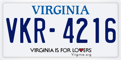 VA license plate VKR4216