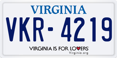 VA license plate VKR4219