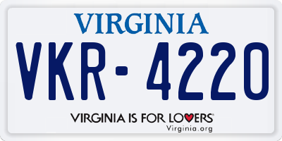 VA license plate VKR4220