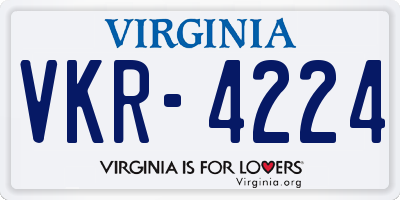 VA license plate VKR4224