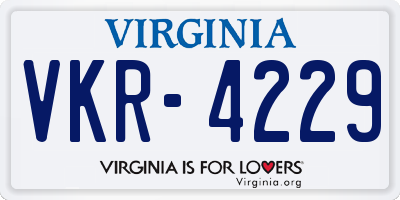 VA license plate VKR4229