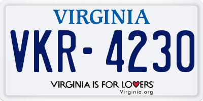 VA license plate VKR4230