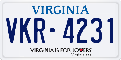 VA license plate VKR4231