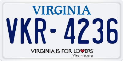 VA license plate VKR4236