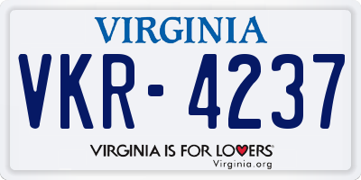 VA license plate VKR4237