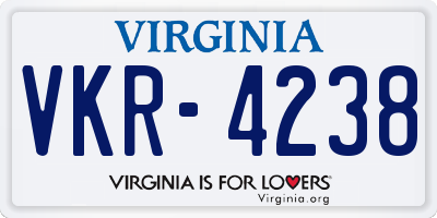 VA license plate VKR4238