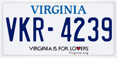 VA license plate VKR4239