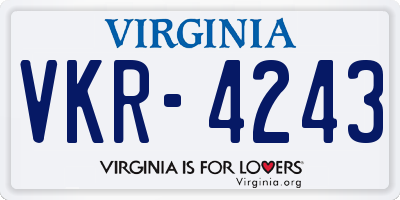 VA license plate VKR4243