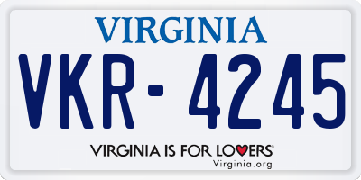 VA license plate VKR4245
