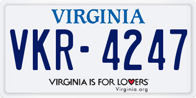 VA license plate VKR4247
