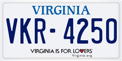 VA license plate VKR4250