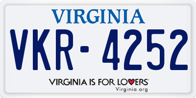 VA license plate VKR4252
