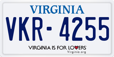VA license plate VKR4255