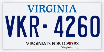 VA license plate VKR4260