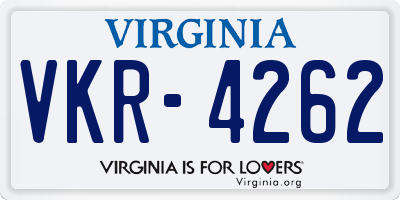 VA license plate VKR4262