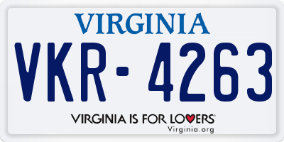 VA license plate VKR4263