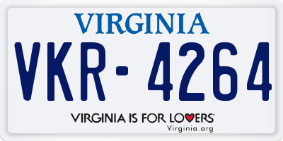 VA license plate VKR4264