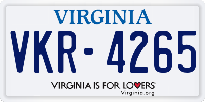 VA license plate VKR4265