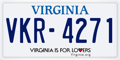 VA license plate VKR4271