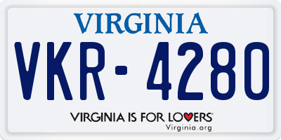 VA license plate VKR4280
