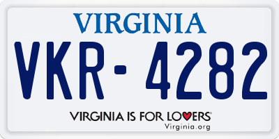 VA license plate VKR4282