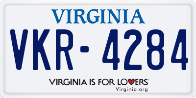 VA license plate VKR4284