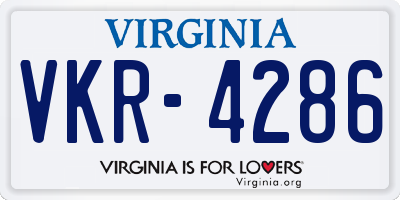 VA license plate VKR4286