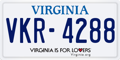 VA license plate VKR4288