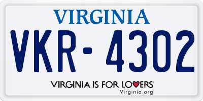 VA license plate VKR4302