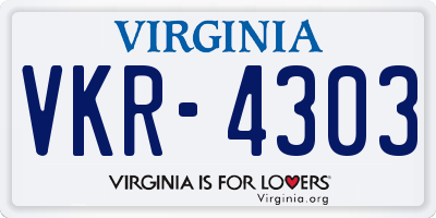 VA license plate VKR4303