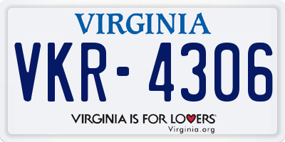 VA license plate VKR4306
