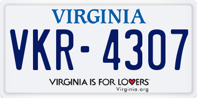 VA license plate VKR4307