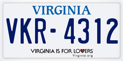 VA license plate VKR4312