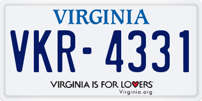 VA license plate VKR4331