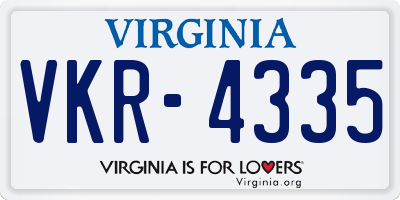 VA license plate VKR4335