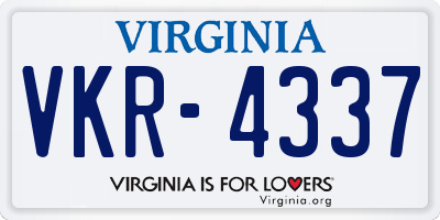 VA license plate VKR4337