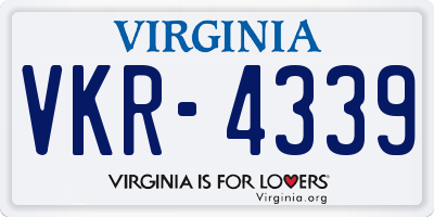 VA license plate VKR4339