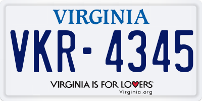 VA license plate VKR4345
