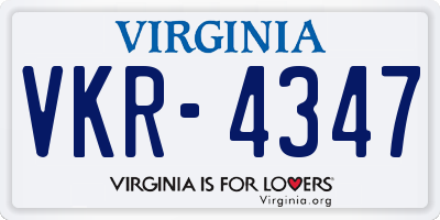 VA license plate VKR4347