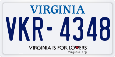VA license plate VKR4348