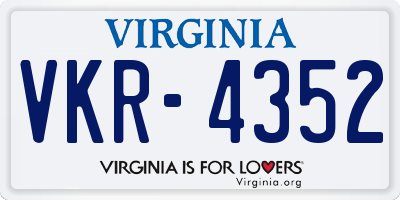 VA license plate VKR4352