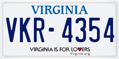 VA license plate VKR4354