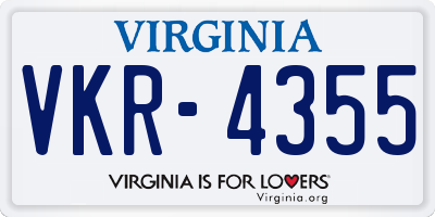 VA license plate VKR4355