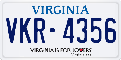 VA license plate VKR4356